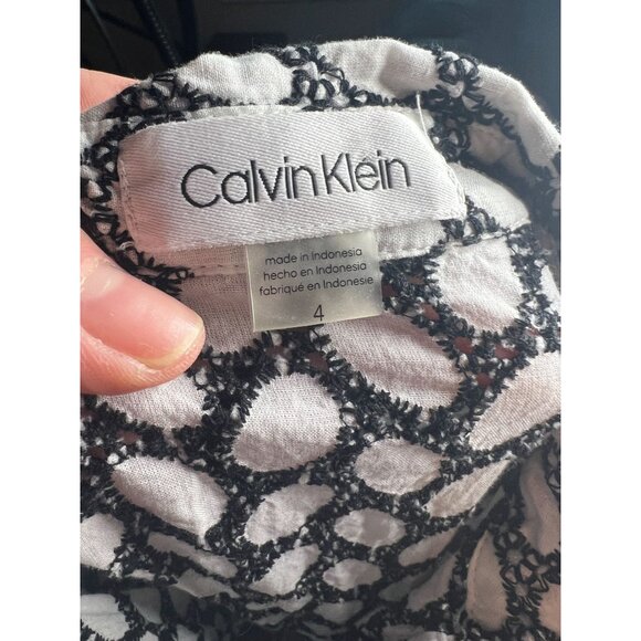 Calvin Klein Womens‎ Cotton Dress Size 4 Black & White Classic design Nautical - Picture 4 of 9